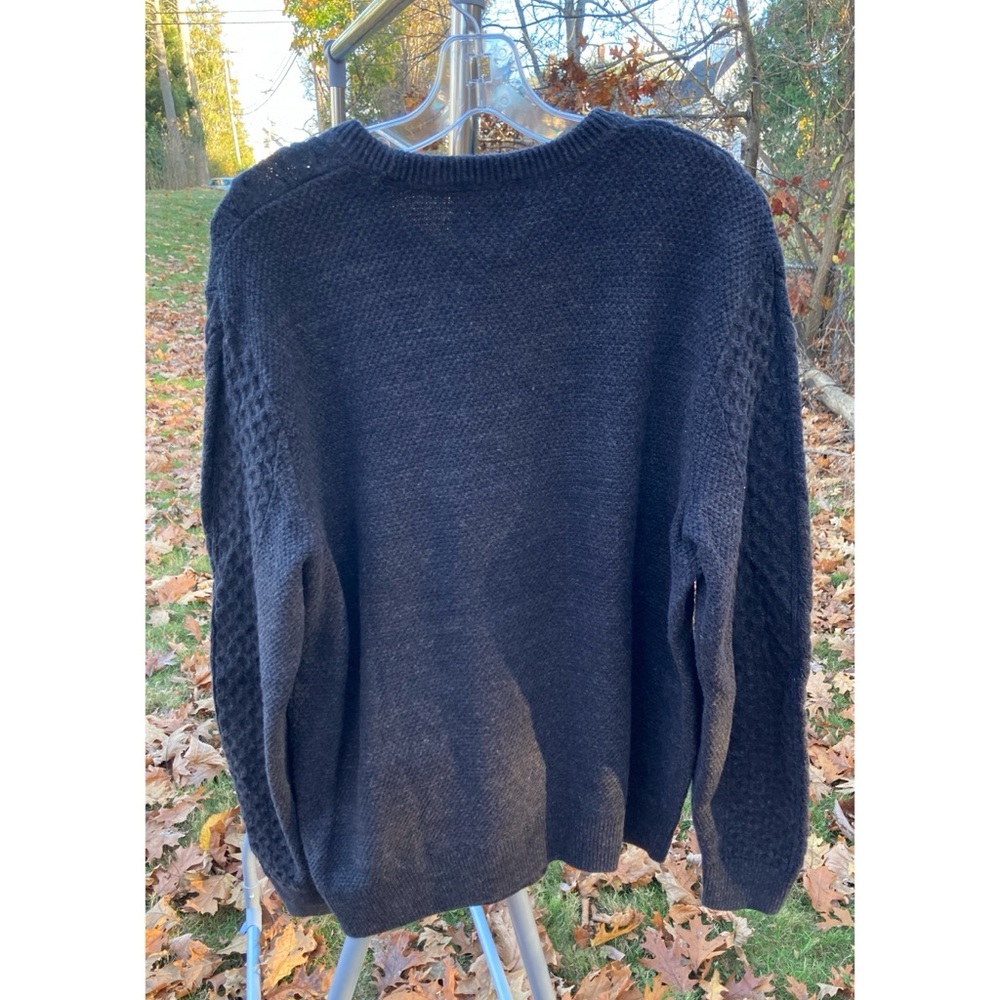 RELISTED Men’s GAP Cable Knit Sweater Crew Neck Pullover Charcoal Gray Wool Size - Picture 3 of 10